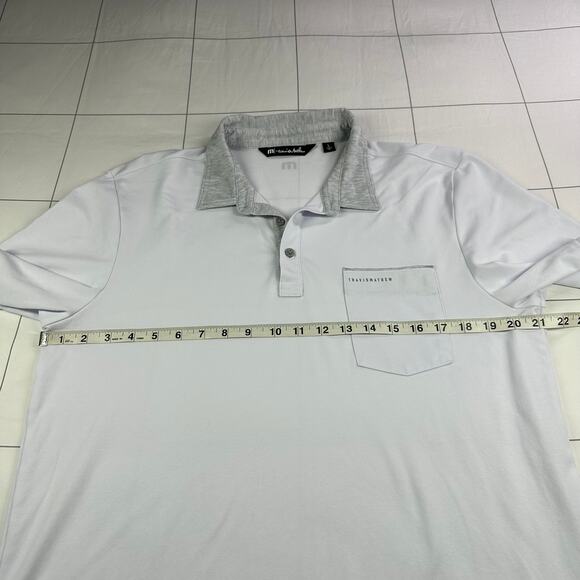 Travis Mathew Shirt Mens Large White Gray Polo Collared Golf Casual Short Sleeve - Picture 6 of 8